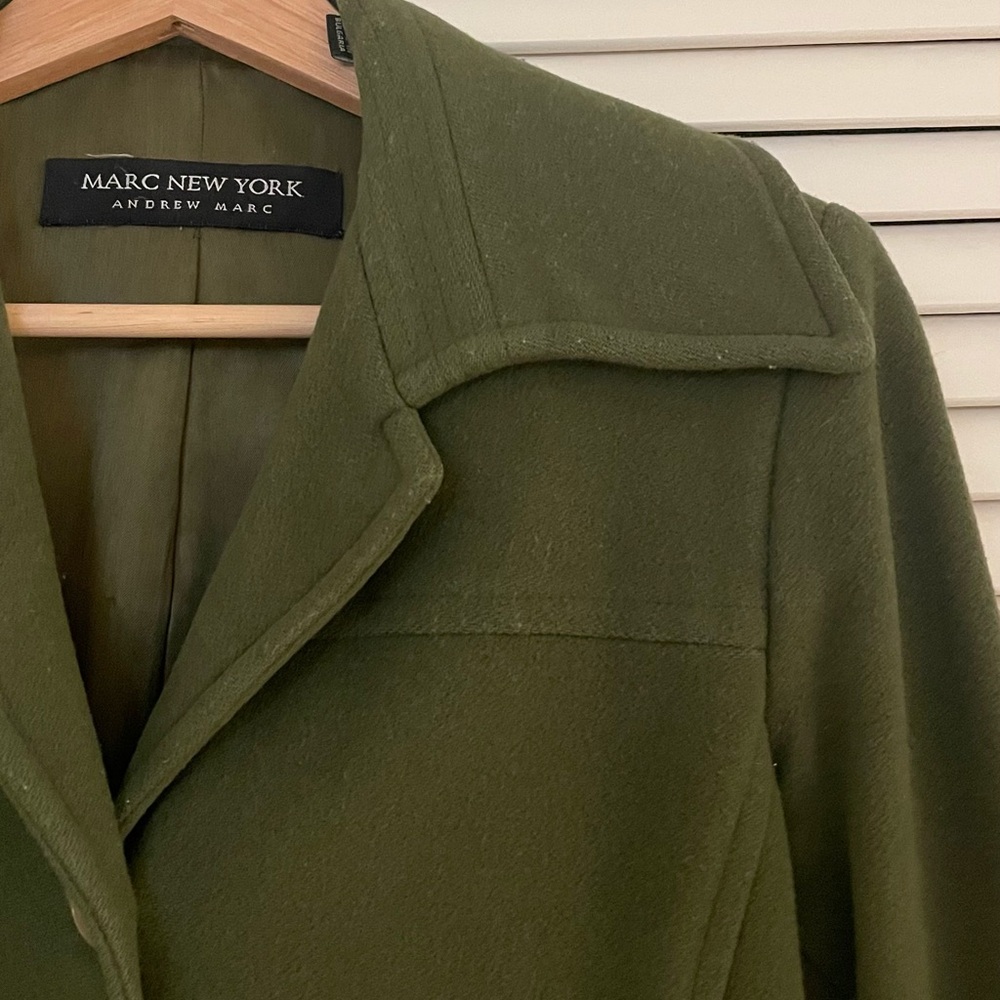 Andrew Marc • Marc New York • Long Wool Cashmere Green Jacket